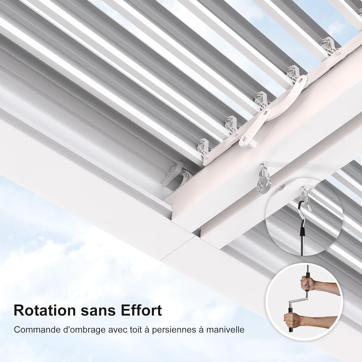 PURPLE LEAF - Pergola Bioclimatique, 4,8x3,68m, aluminium, lames orientables
