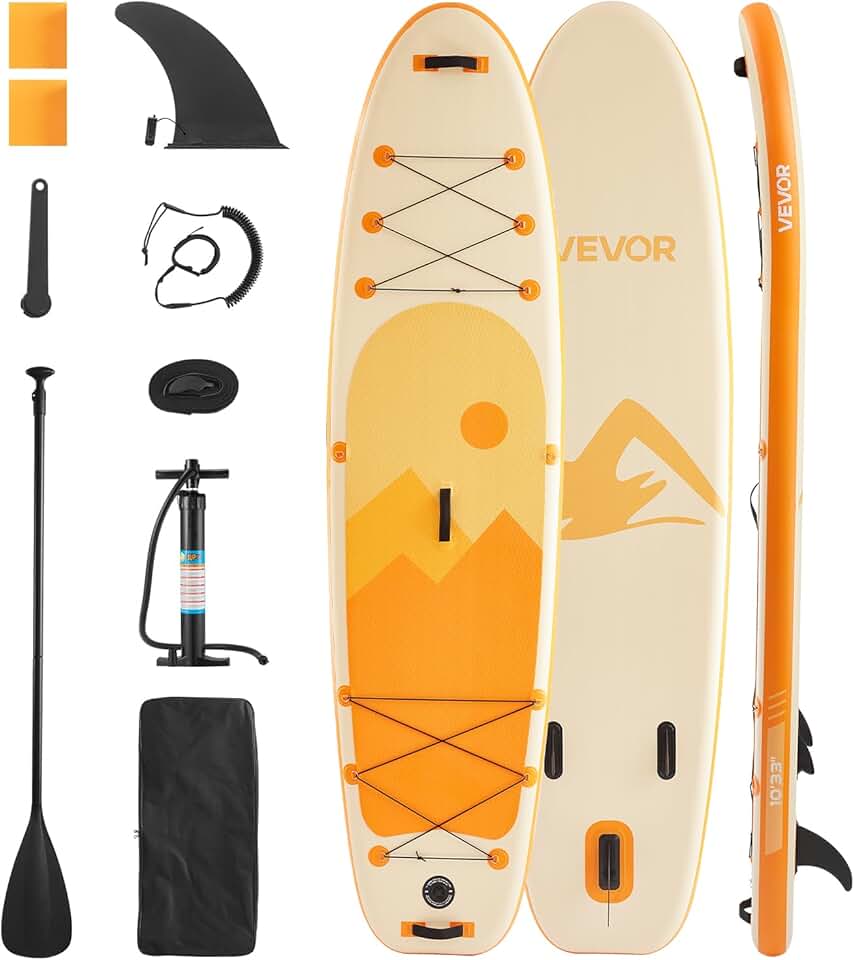 VEVOR Paddle gonflable, 304,8 cm, planche à pagaie debout sup, ultra-légère, avec accessoires de pompe, pagaie, aileron, sac à dos, laisse de cheville, sangle, pont antidérapant pour jeunes et adultes
