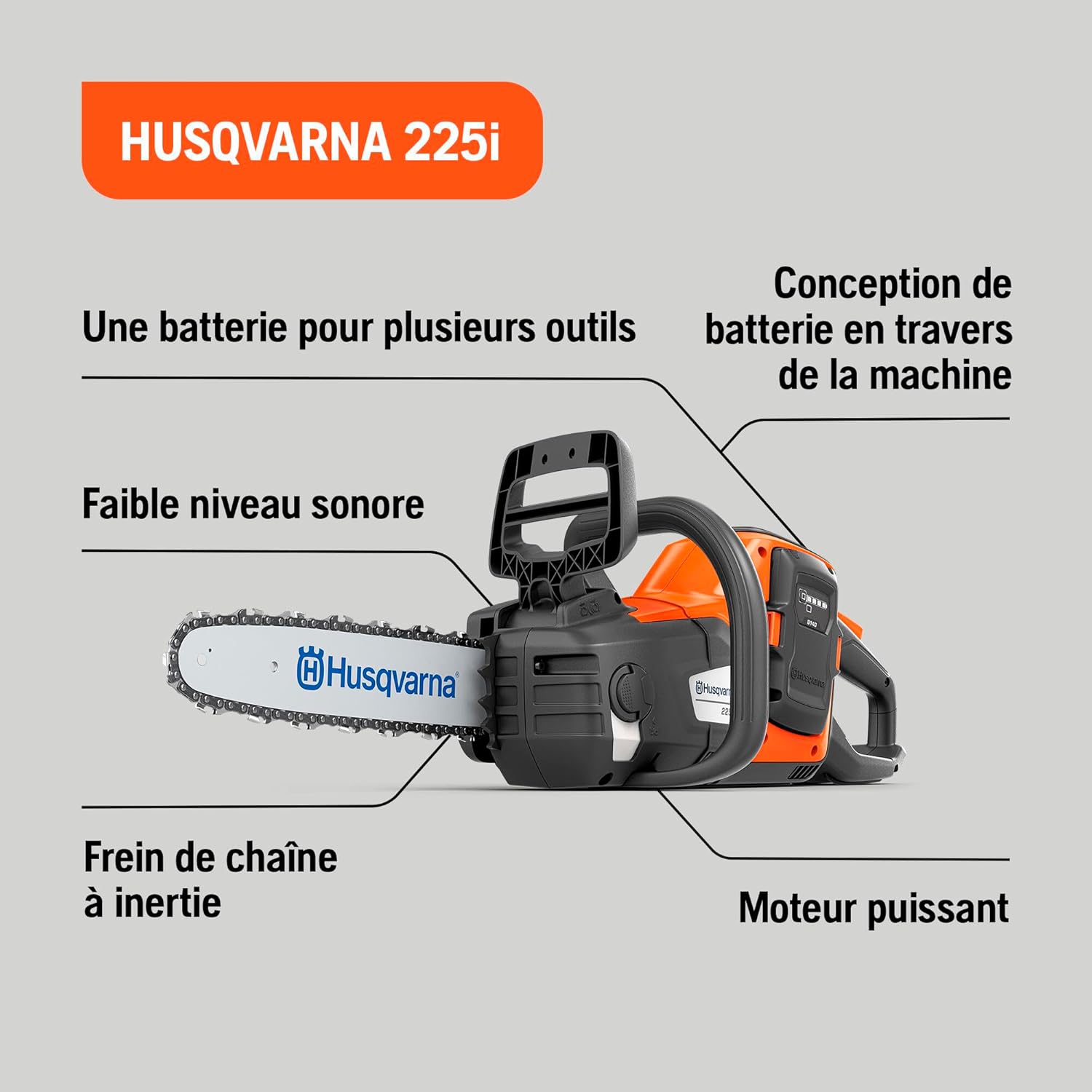 Husqvarna - 225i - guide 30cm - batterie/chargeur inclus, 36V, 20m/s
