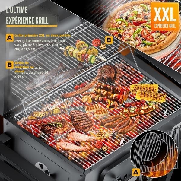 KESSER - Chariot Grill XXL - barbecue charbon avec couvercle, roues, grille, thermomètre