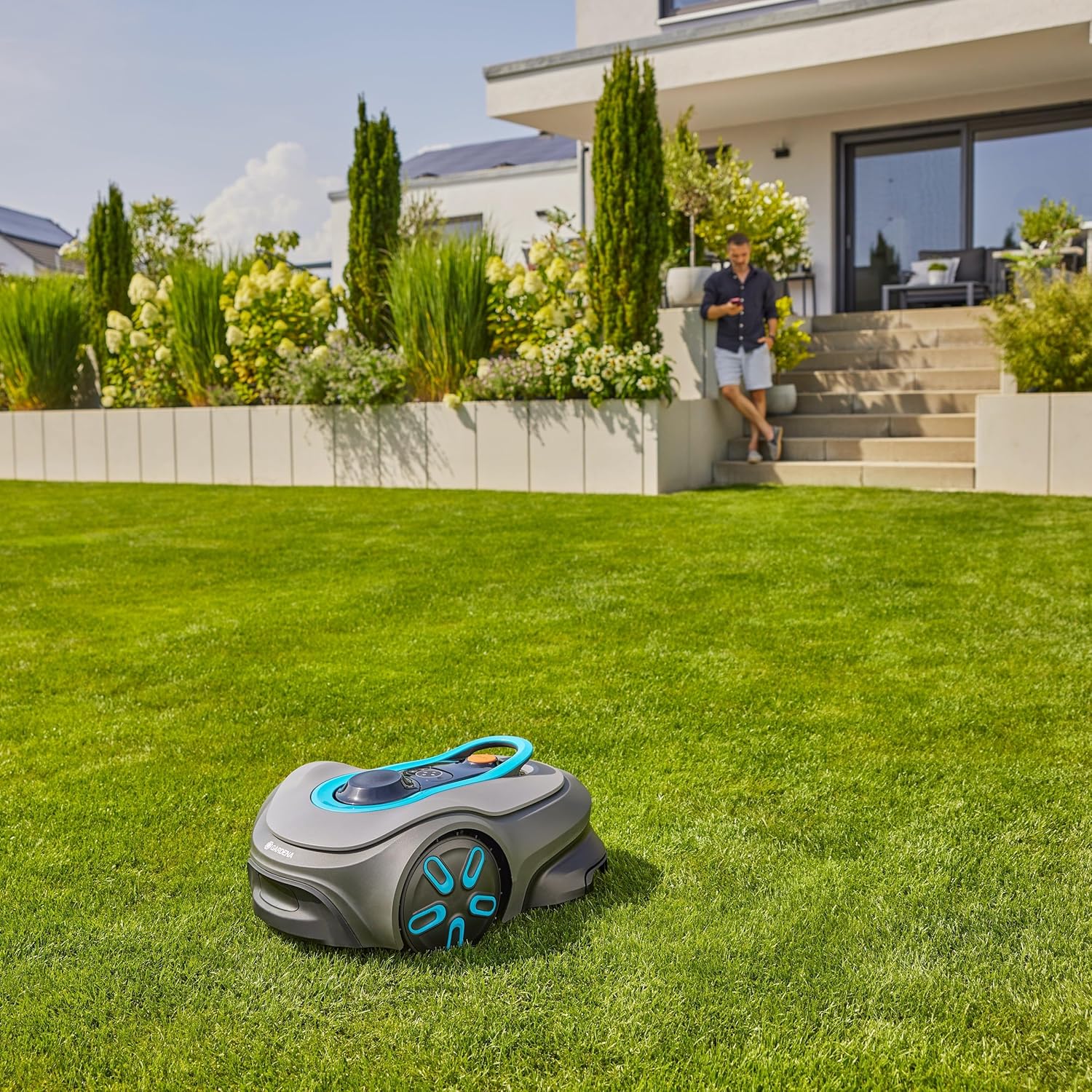 Gardena - Smart SILENO Free Set - 600 m² - robot tondeuse silencieux, Lona Intelligence, sans fil périphérique 19921-26