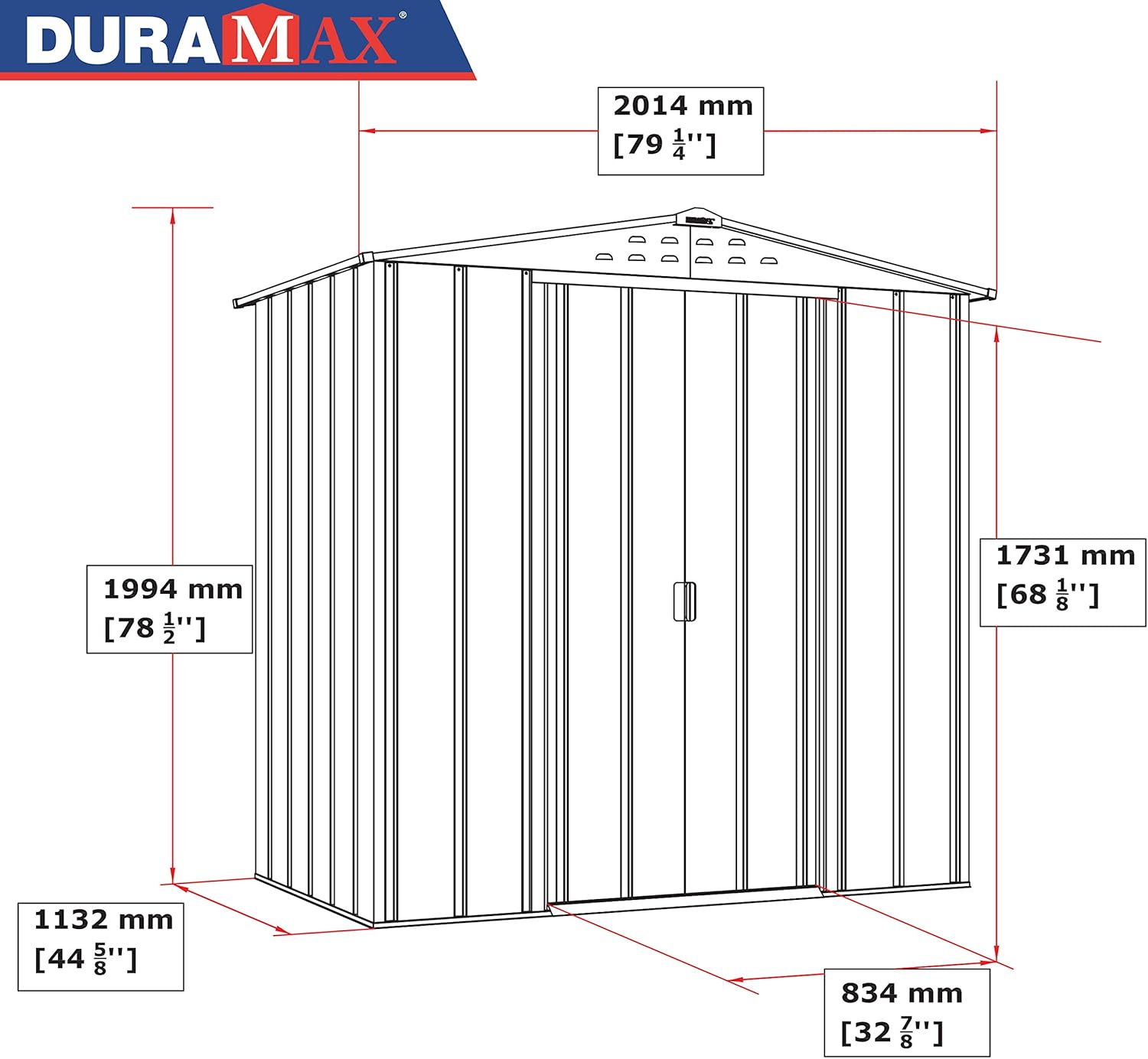 Duramax TOP Shed 6 x 4 (2.17 m²) Abri de jardin en métal, fabriqué en acier galvanisé, structure de toit renforcée, abri de jardin en métal sans entretien et résistant aux intempéries, Anthracite