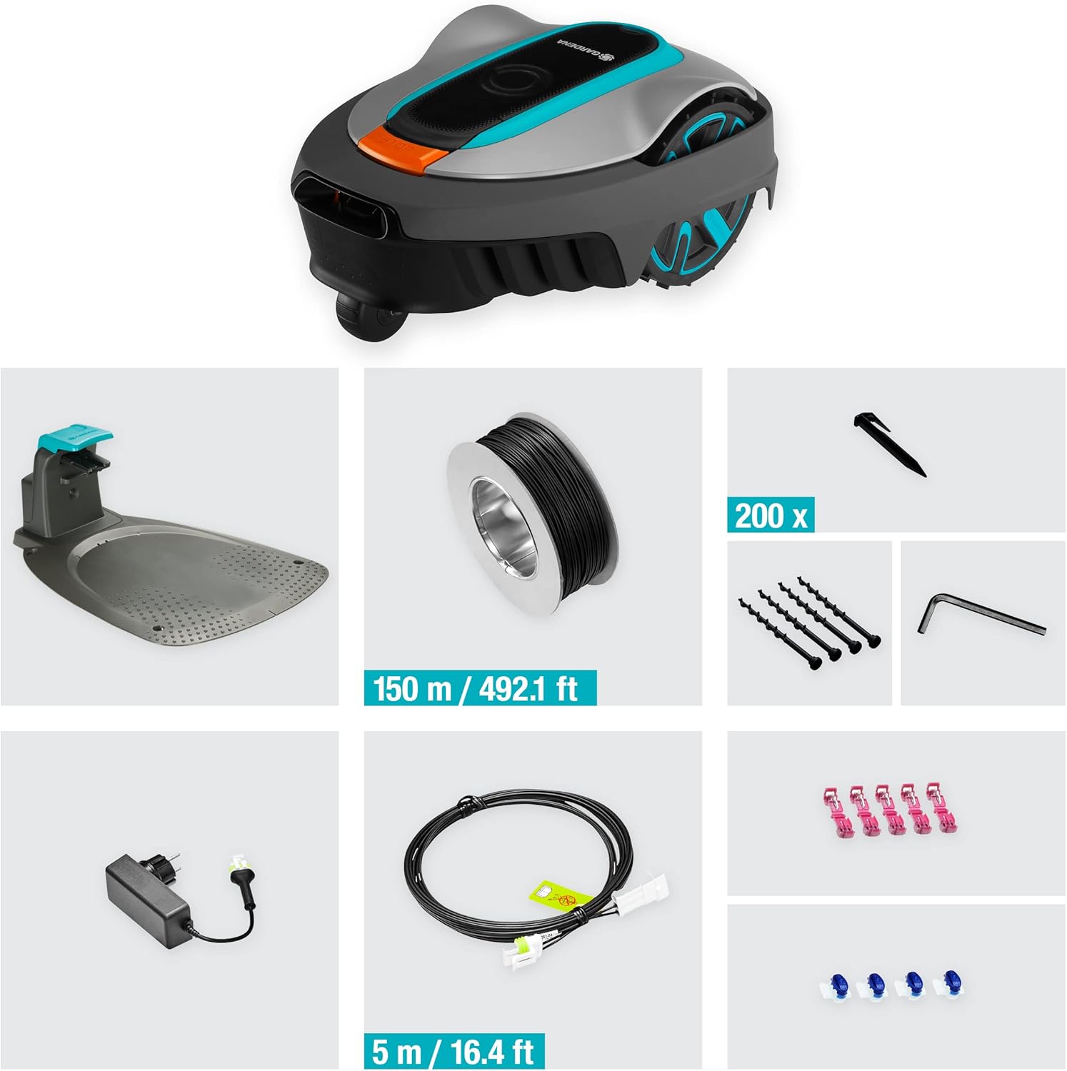 Gardena - Sileno City 250 - 250m² - Tond pluie, passages étroits, Bluetooth, silencieuse, capteur gel, automatique - 150