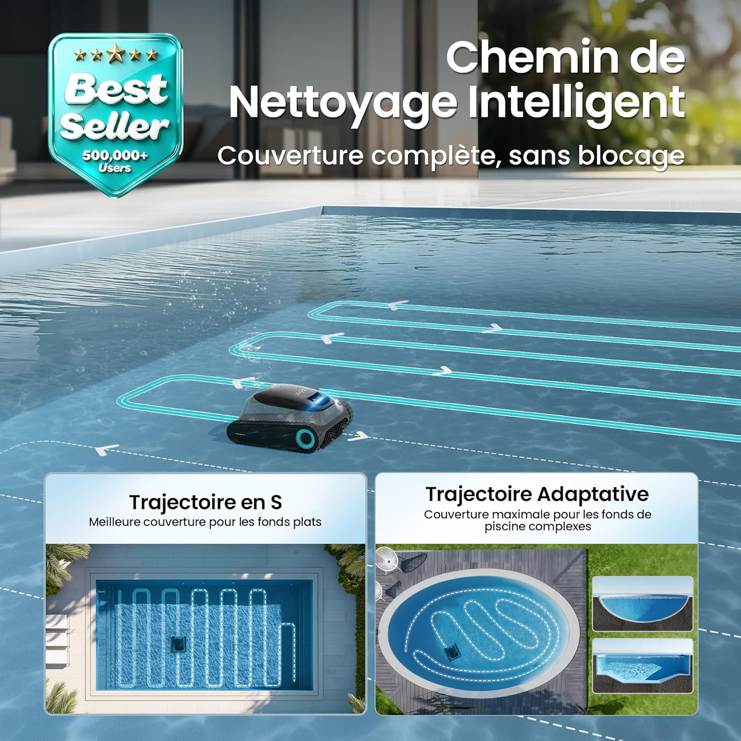 (2026 Upgrade) AIPER Scuba S1 Robot Piscine Nettoyage Sol, Parois & Ligne d’Eau, Autonomie de 270 Min, Filtration Ultra-Fine, Navigation Intelligente, Application & Mises à Jour OTA, Gris