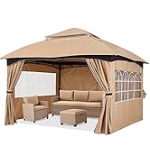 ABCCANOPY Tonnelle de jardin haut de gamme 3 x 3 m résistante à l'hiver avec 4 panneaux latéraux et fenêtres, pour extérieur, par...