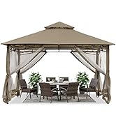 ABCCANOPY 3,35 x 3,35 m Tonnelle de jardin pour terrasse Double toit Toit de jardin Pavillon d'arrière-cour avec...