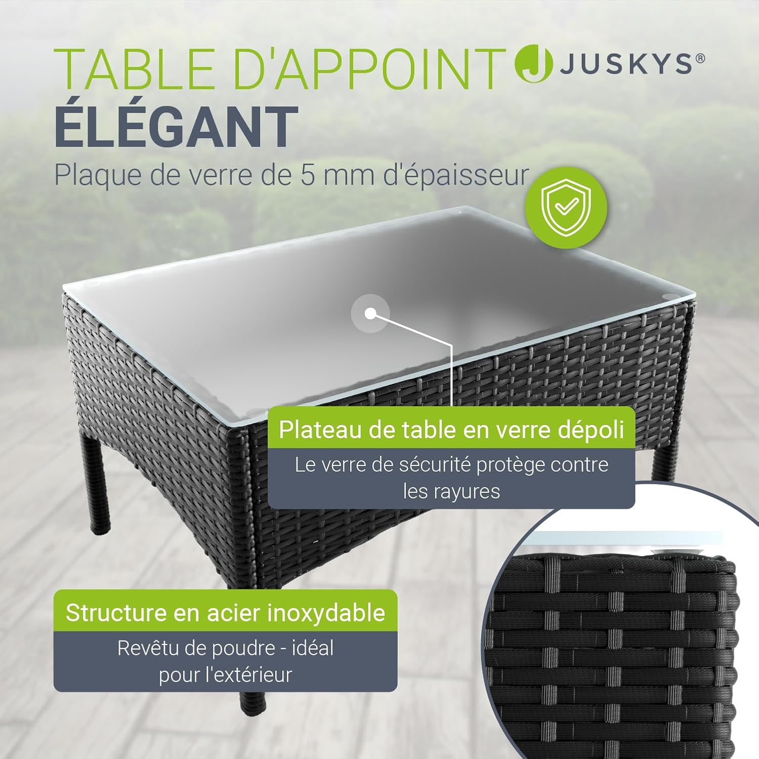 Juskys - Fort Myers, salon 4 places, canapé 2p, chaises, table, coussins