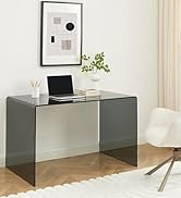 Vente-unique - Bureau - Verre trempé fumé - Noir - ELSTRON