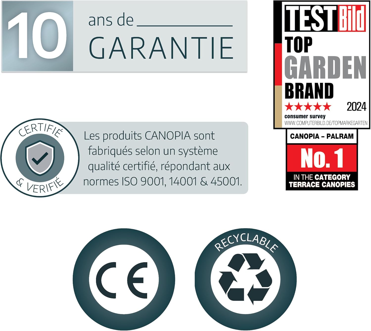 Canopia by Palram - Pergola Feria - 9.2 m² - Aluminium & polycarbonate, moderne, terrasse, gris