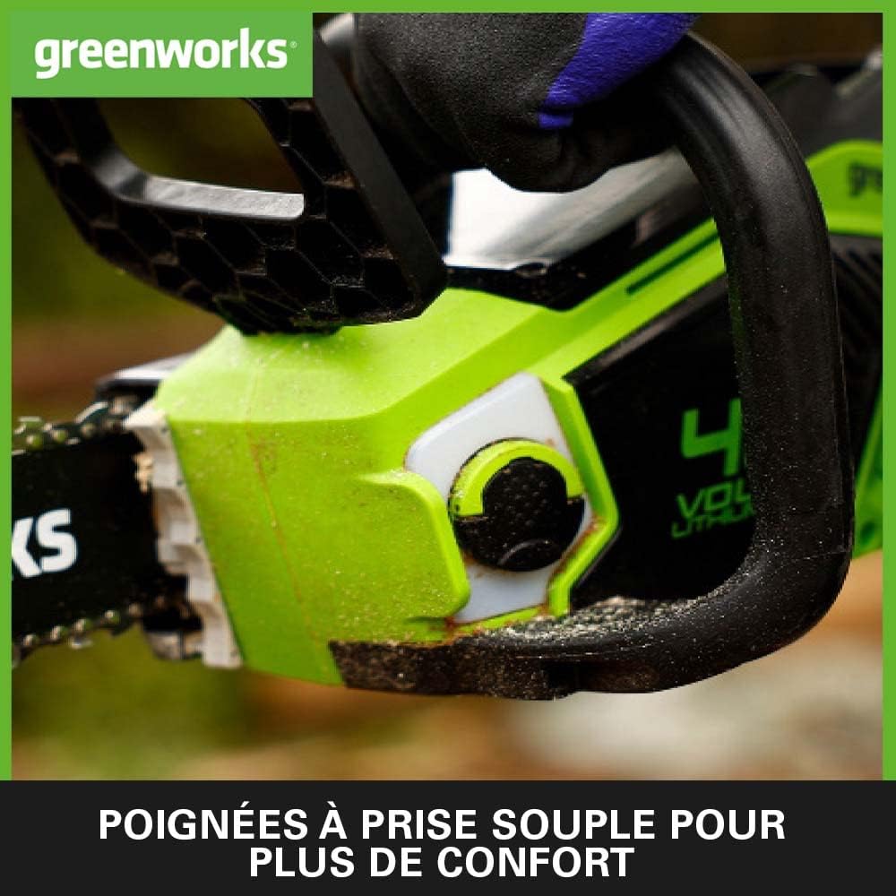 Greenworks - GD40CS15 - 35 cm - tronçonneuse sans balais, 12 m/s, 3,5 kg, anti-rebond, GD40CS15
