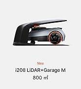 Le texte indique « i208 LiDAR Garage M », « 800 m » et « Nouveau ». Le produit montre un appareil électronique noir avec des accents orange sous plusieurs angles.