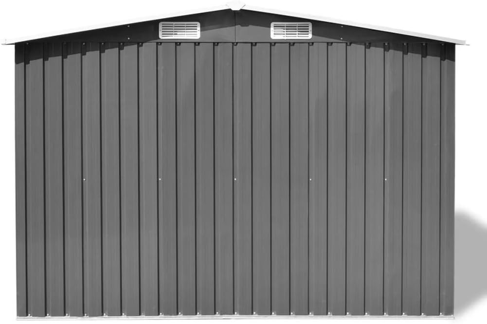 LAPOOH - Abri de jardin métal gris 257x205x178cm, rangement extérieur
