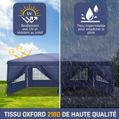 Bonnlo - tonnelle pliante 3x6 m, imperméable, sac inclus, bleu