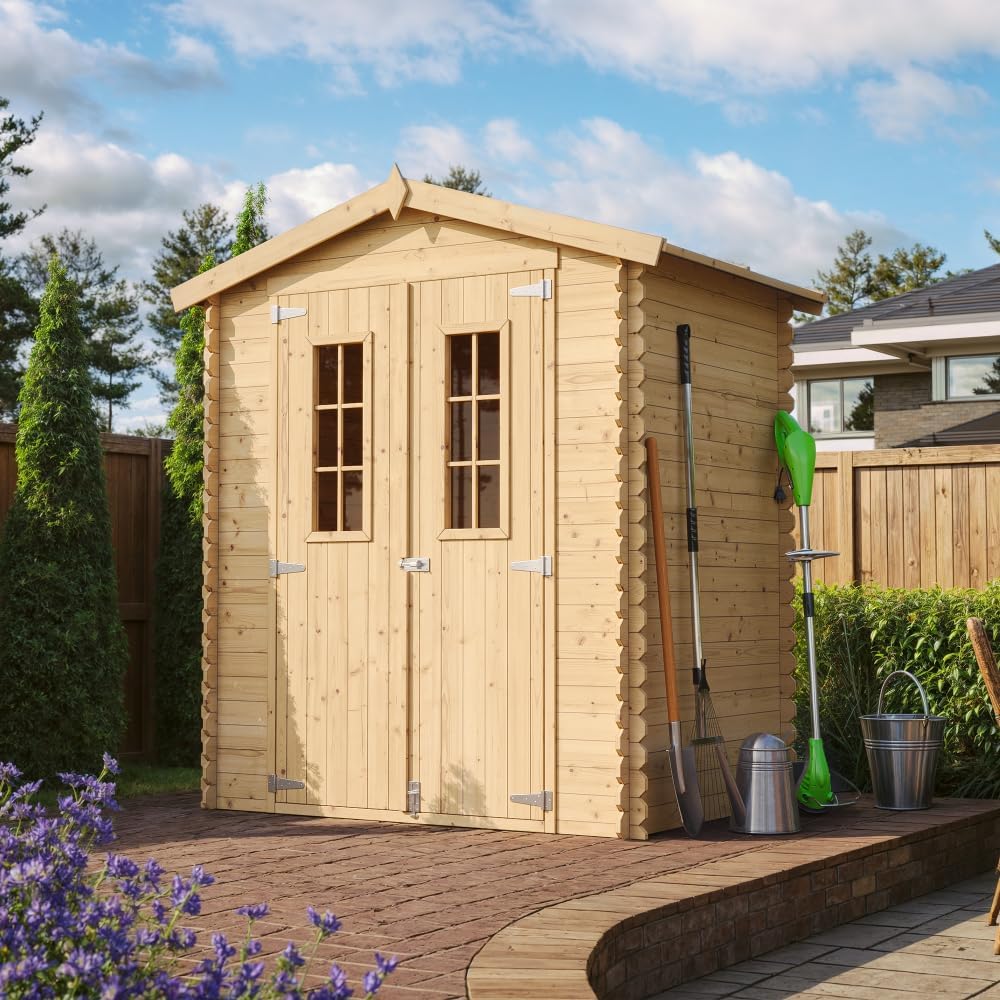 Abri de Jardin en Bois - Stockage extérieur I196xL136xH218 cm/ 1.98 m2 Petit abri à Outils, Local à vélos - TIMBELA M367C