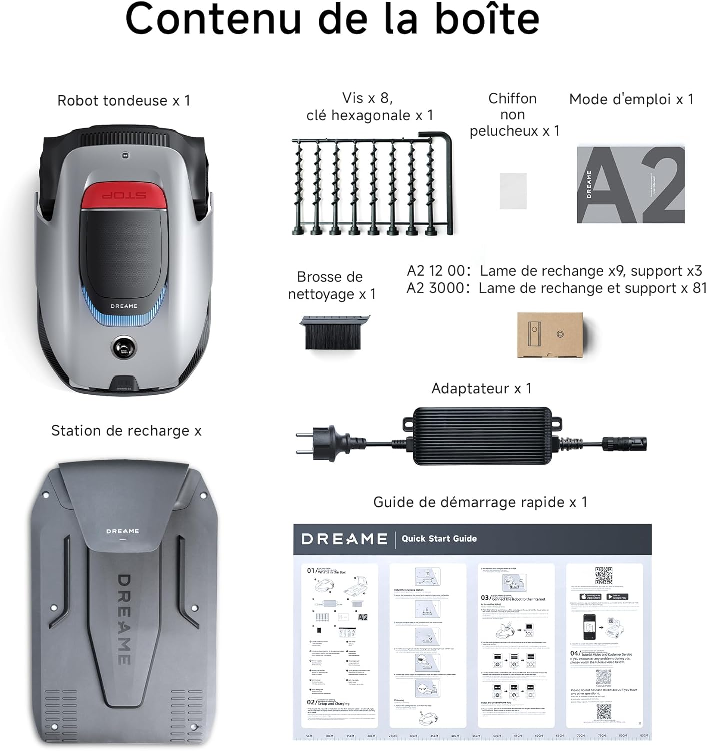 Dreame - A2 Série - 1200 m² - tondeuse robot sans fil, LiDAR 3D, EdgeMaster - DREAMEA21200