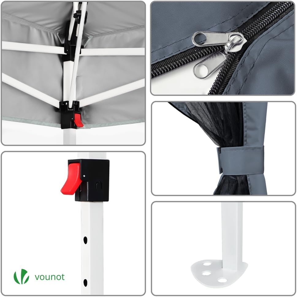 VOUNOT - tonnelle de jardin - 3.6x3.6m - moustiquaire, acier, toits doubles, anti-UV