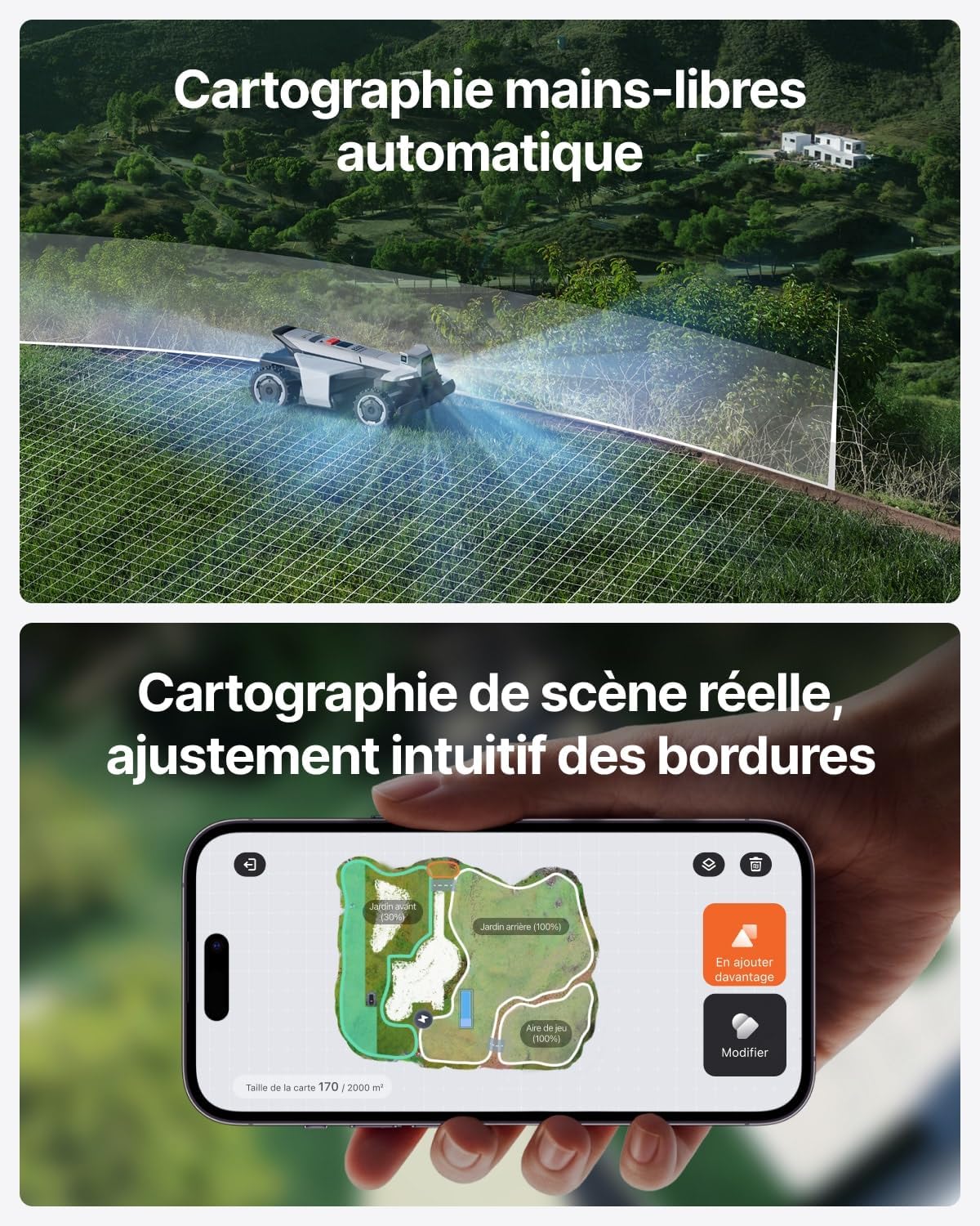 Segway - Navimow X420 - tondeuse robot, 4 roues, pente 84%, coupe 25–95 mm, 2000 m² - X420