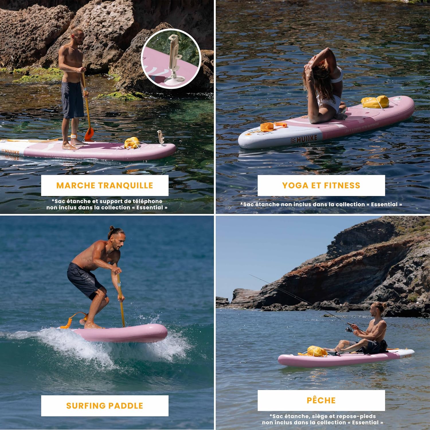 HUIIKE Paddle Gonflable Adulte avec Accessoires Inclus, Pagaie, Ailerons, Pompe. Planche de Stand Up Paddle Grande Stabilité et Résistance. 305 x 84 x 15 cm, Jusqu'à 130 kg