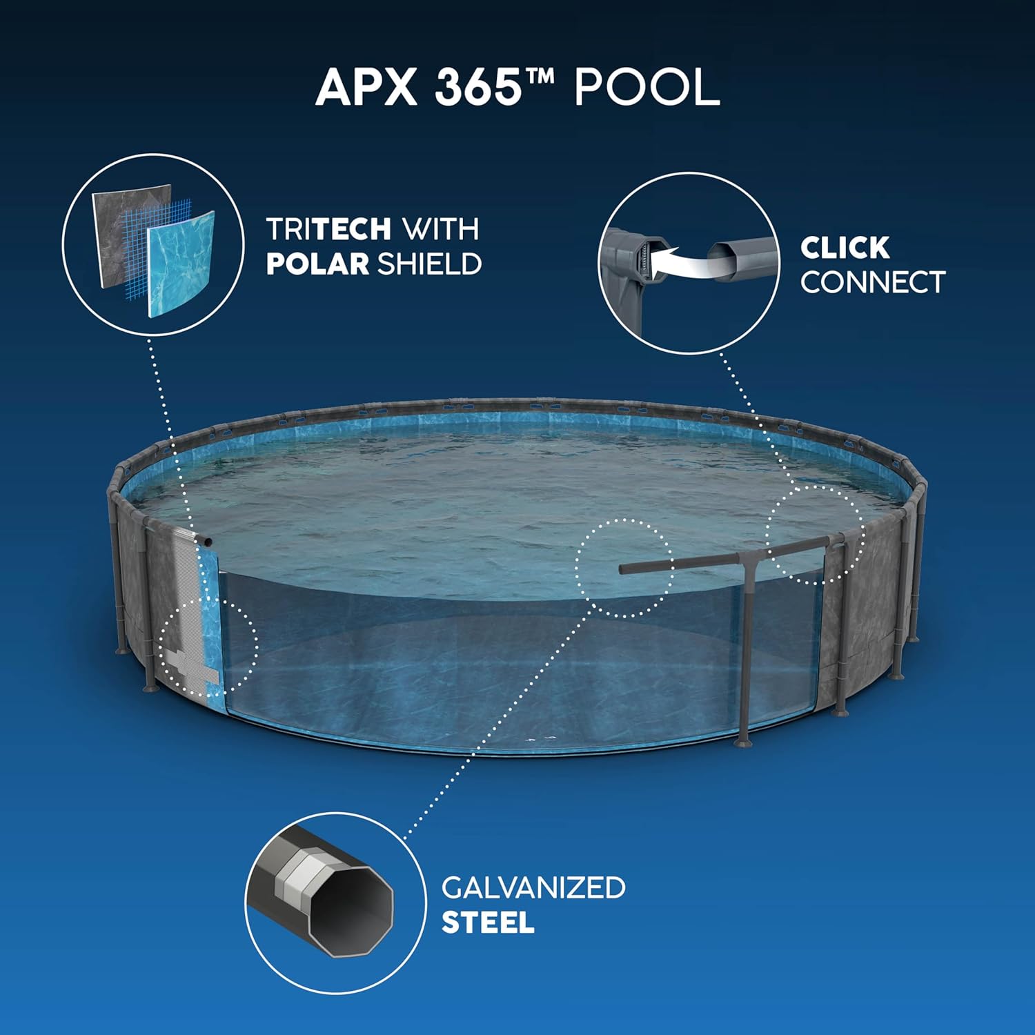 Bestway Kit Piscine Hors Sol Ronde APX 365-549 cm x 549 cm x 132 cm - Gris foncé