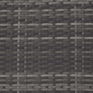 Gros plan d'un tissu gris foncé avec un motif en vannerie. La texture semble rugueuse et durable, adaptée aux meubles d'extérieur ou aux tapis.