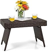 Giantex Table de balcon pliante en rotin synthétique résistant aux intempéries