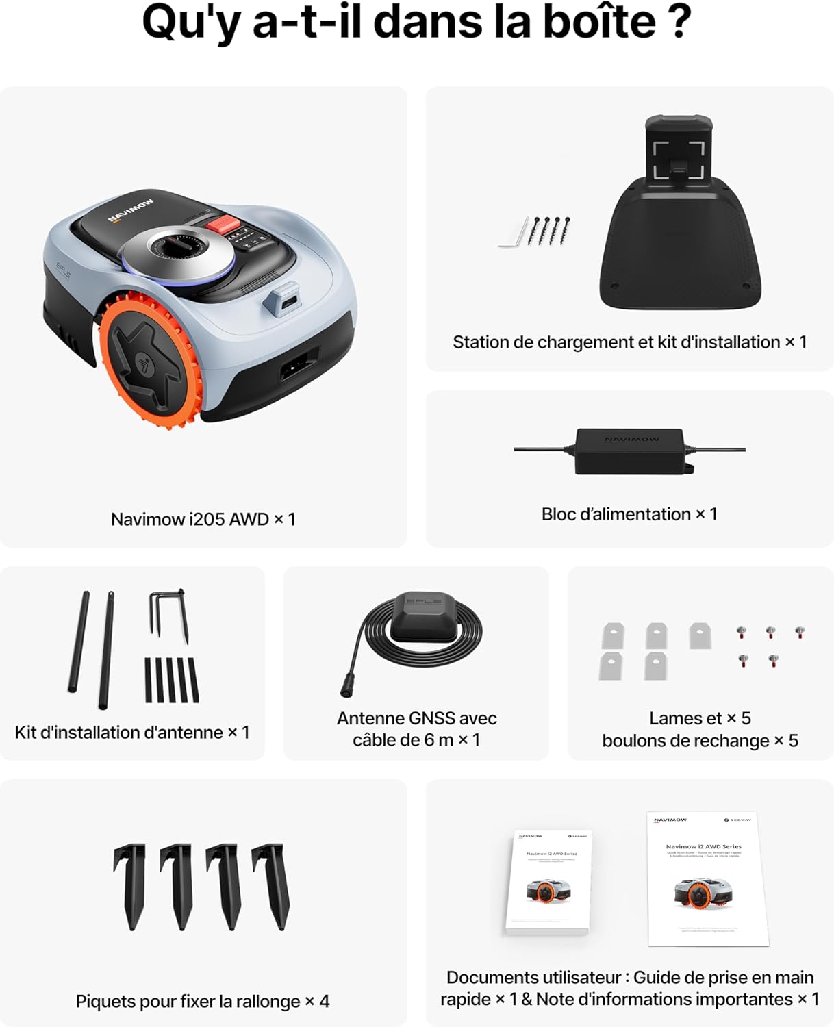 Segway - Navimow i205 AWD - robot tondeuse - 45% pentes, EFLS NRTK