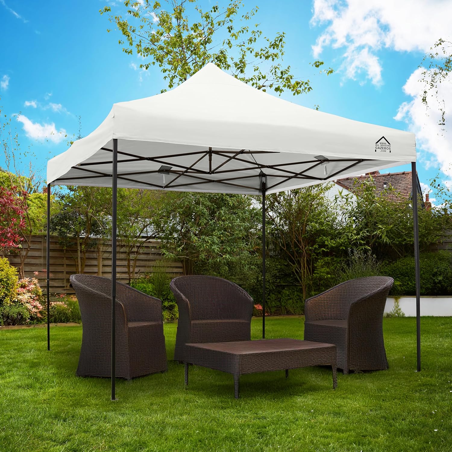 All Seasons Gazebos - Pop-up tonnelle série 3x3m - blanche, 100% imperméable