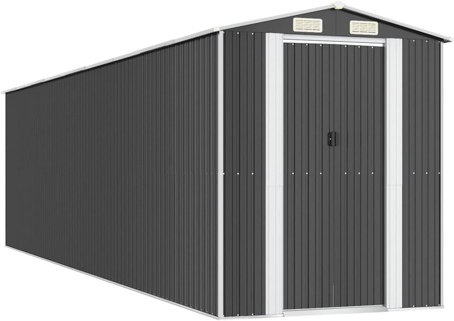 Homgoday Grand Cabanon de Jardin en Métal Gris Anthracite avec Porte Coulissante et Ventilation