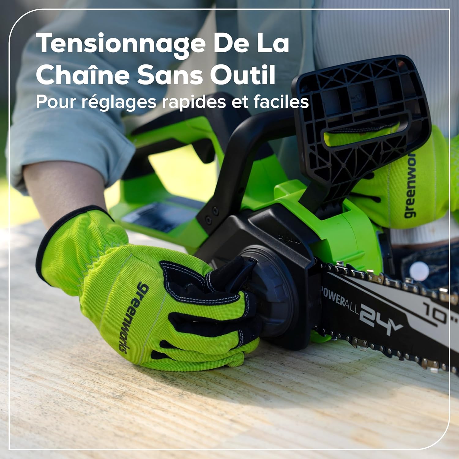 Greenworks - Scie à chaîne Brushless 25cm - 24V, batterie 2Ah, graissage auto