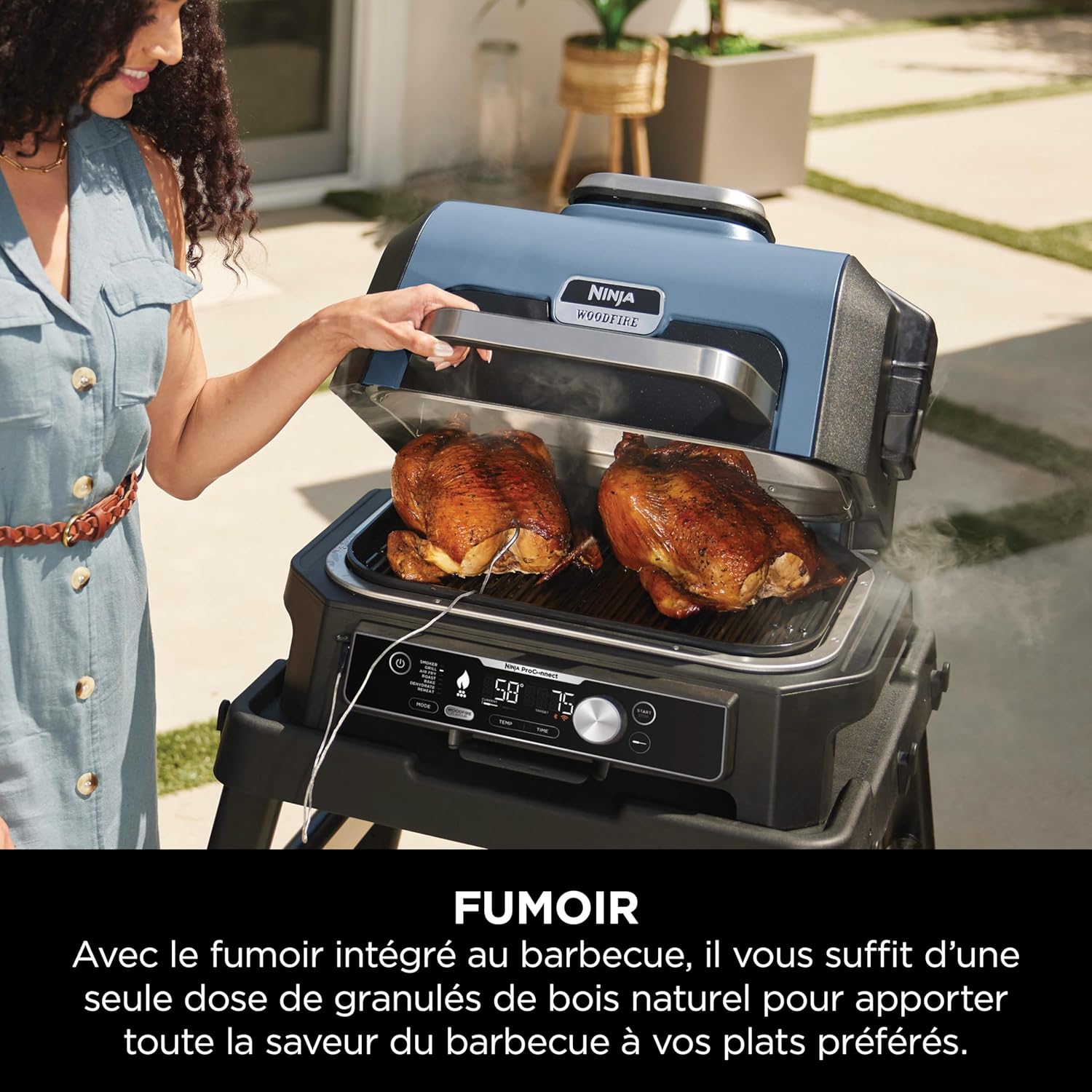 Ninja - grill & fumoir Pro Connect XL - contrôle app, 7-en-1, friteuse, résist. intem. - OG901EU