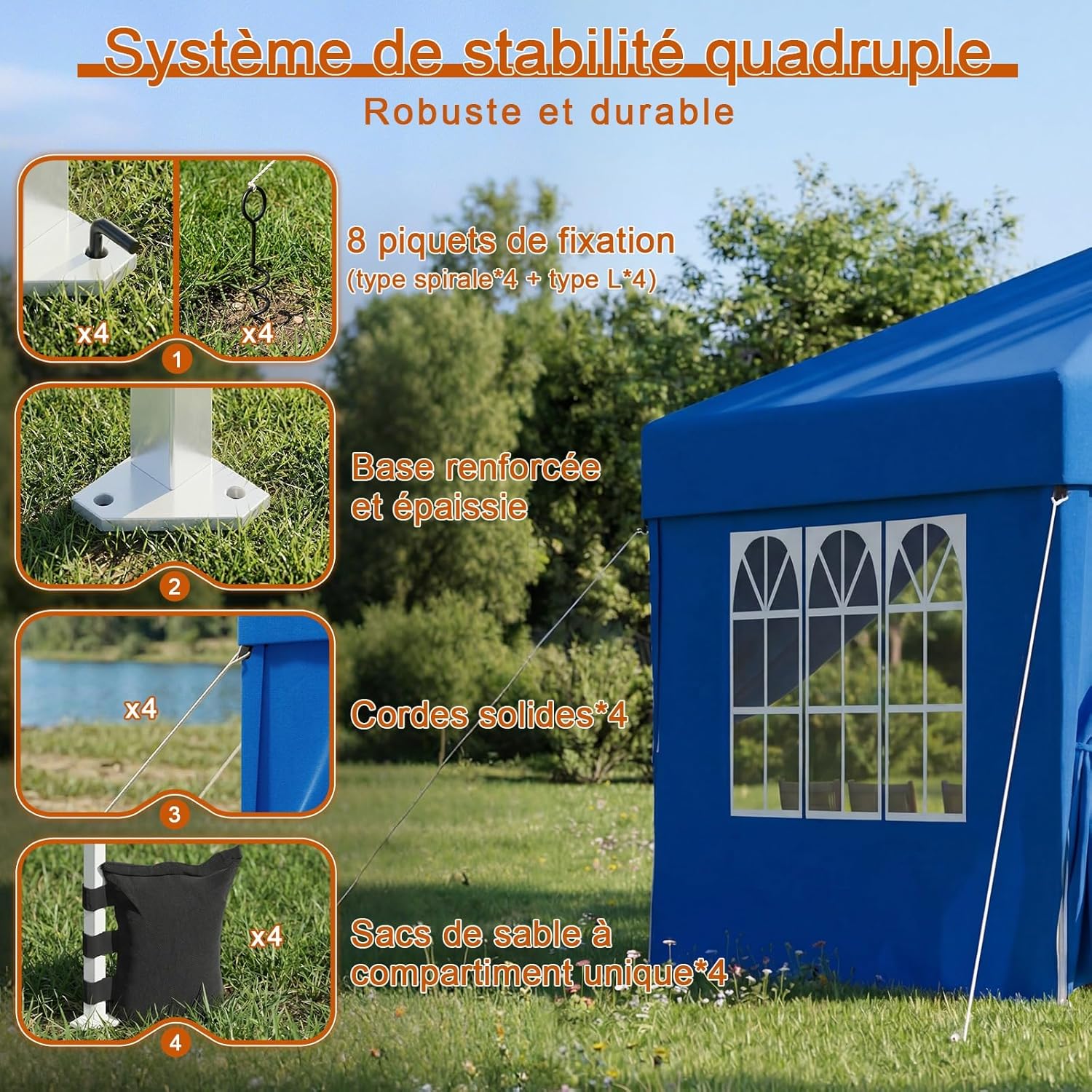 Devoko - tonnelle pliante - 3x3 m - imperméable, 4 parois, UV 50+