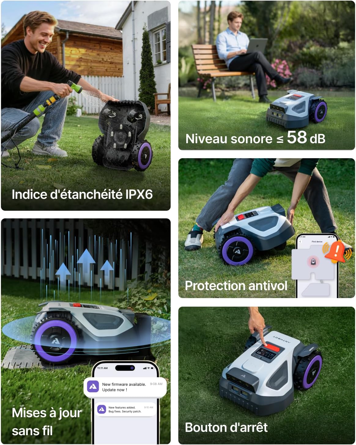Anthbot - Tondeuse robot M5 - 700 m² - RTK+Vision, planification intelligente, gestion multi-zones, réglage hauteur, M5