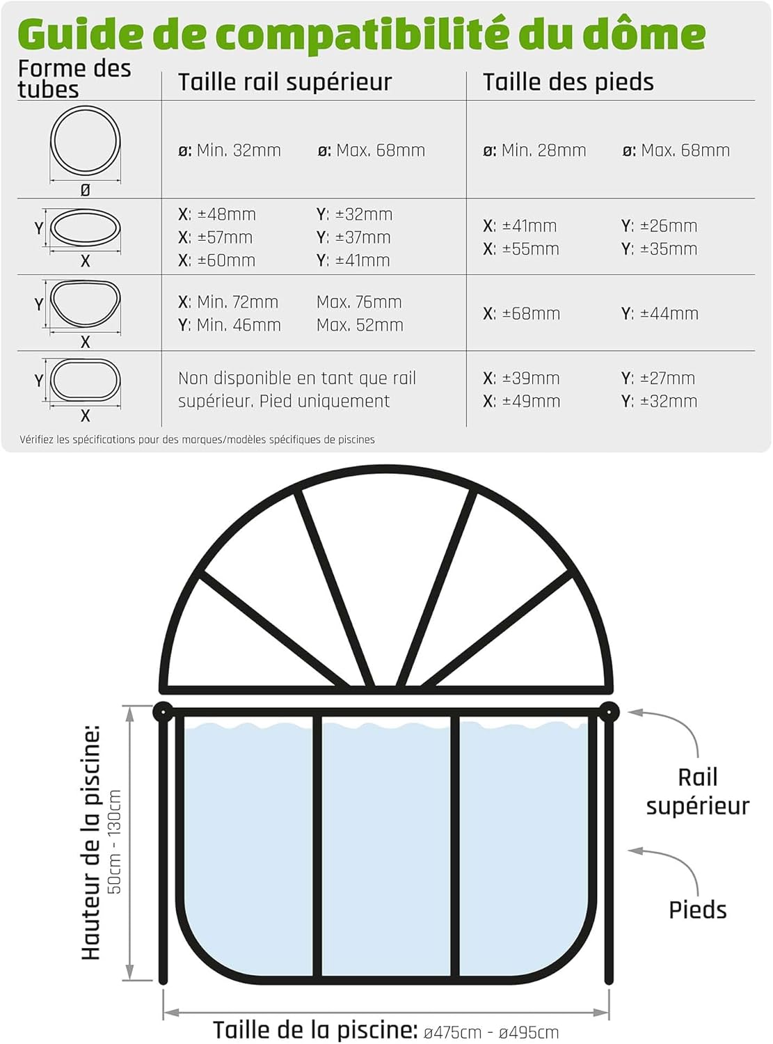 EXIT Toys Abri Piscine Hors Sol Rond ø 488 cm pour Intex/Bestway – Garde l’Eau Plus Chaude et Propre – Dôme Universel – Transparent