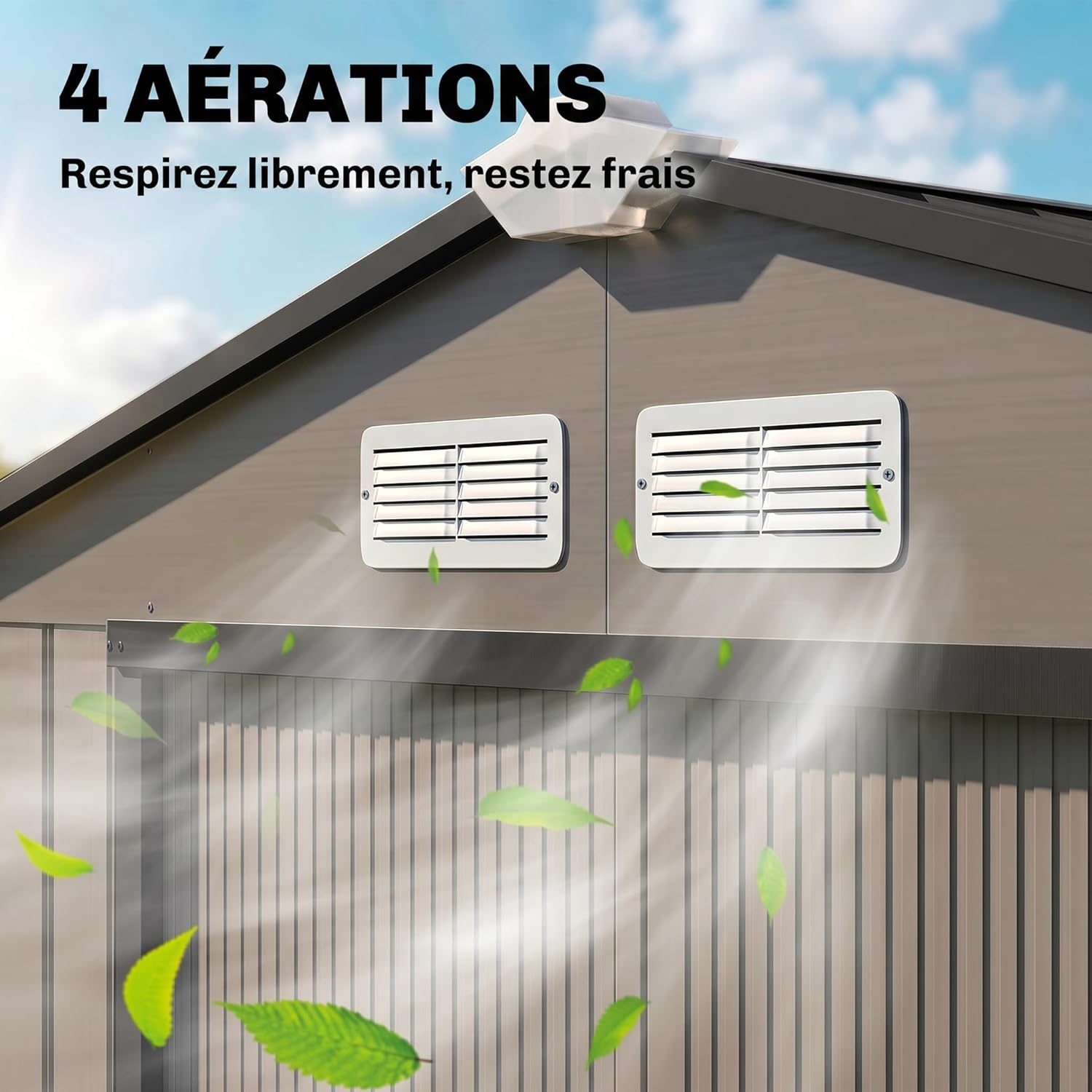 Abri de jardin métal 2,77 m²,porte coulissante, 