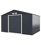 Homesis Abri de jardin en métal, maison porte-outils de jardin avec 2 fenêtres de Vent...