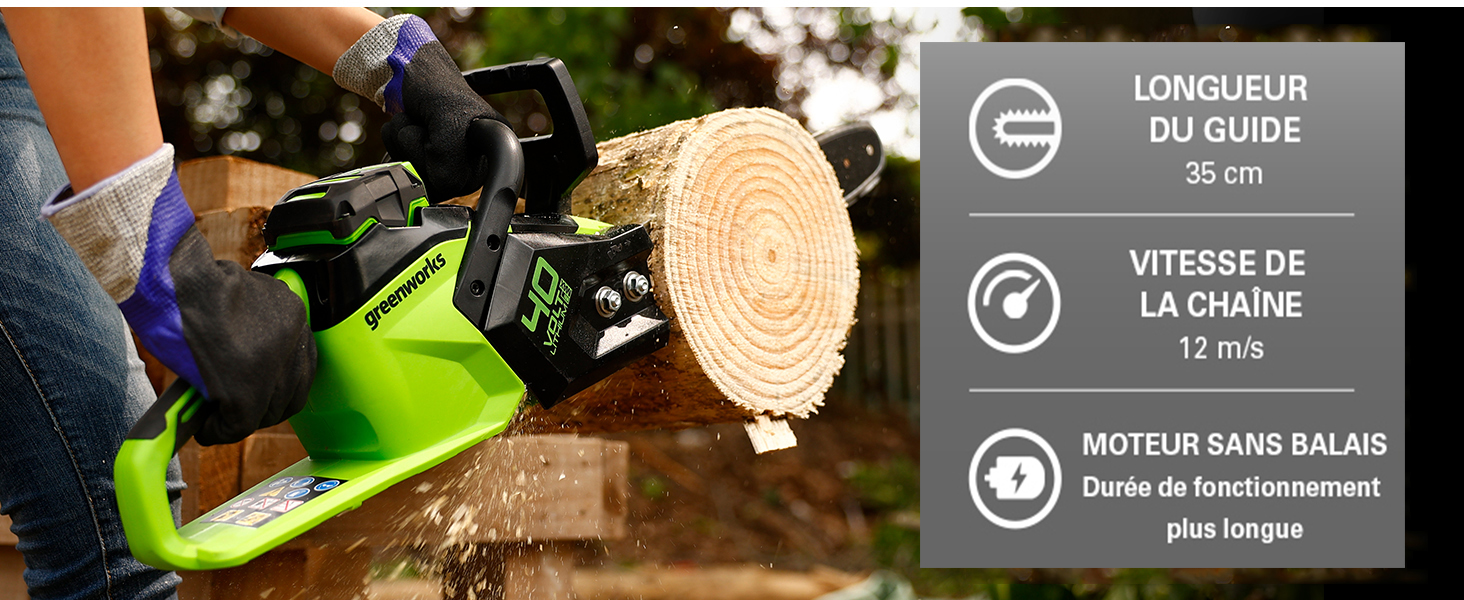 Tronçonneuse sans fil Greenworks avec moteur sans balais