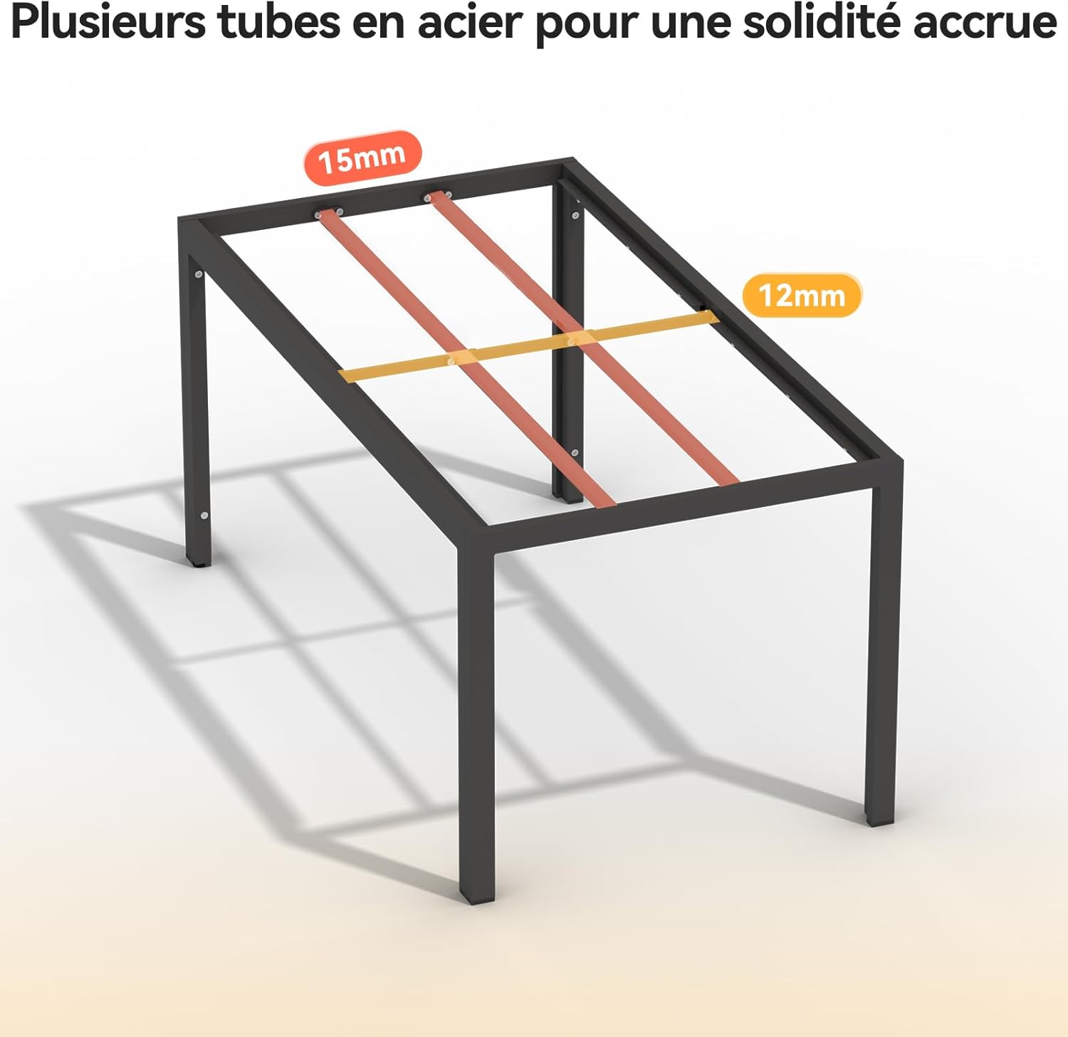 JUMMICO - Table de jardin 150x80cm - aluminium, aspect bois, antirouille