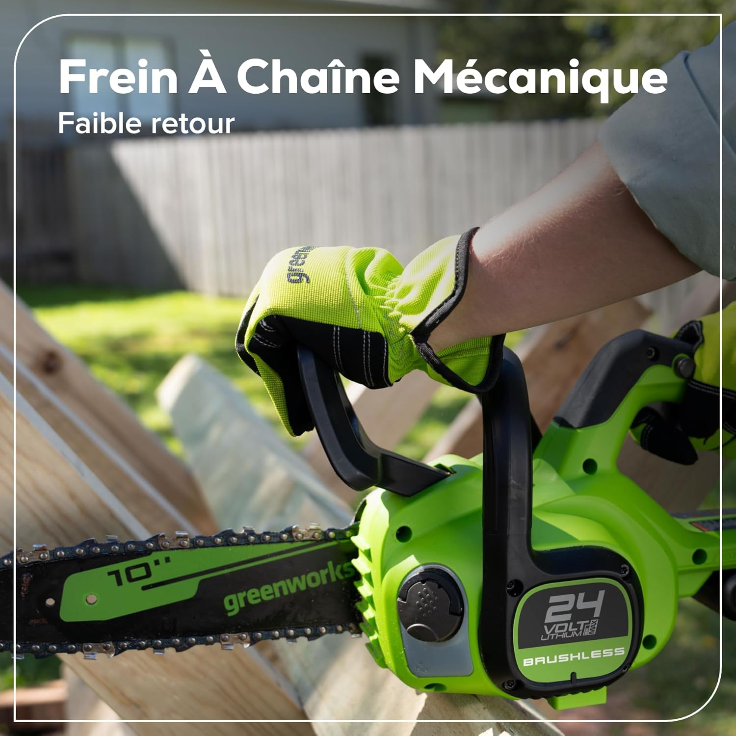 Greenworks - Scie à chaîne Brushless 25cm - 24V, batterie 2Ah, graissage auto