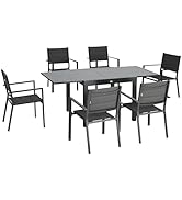 Outsunny Salon de Jardin extérieur en Aluminium et textilène Table Extensible 90 à 180 cm 6 chais...