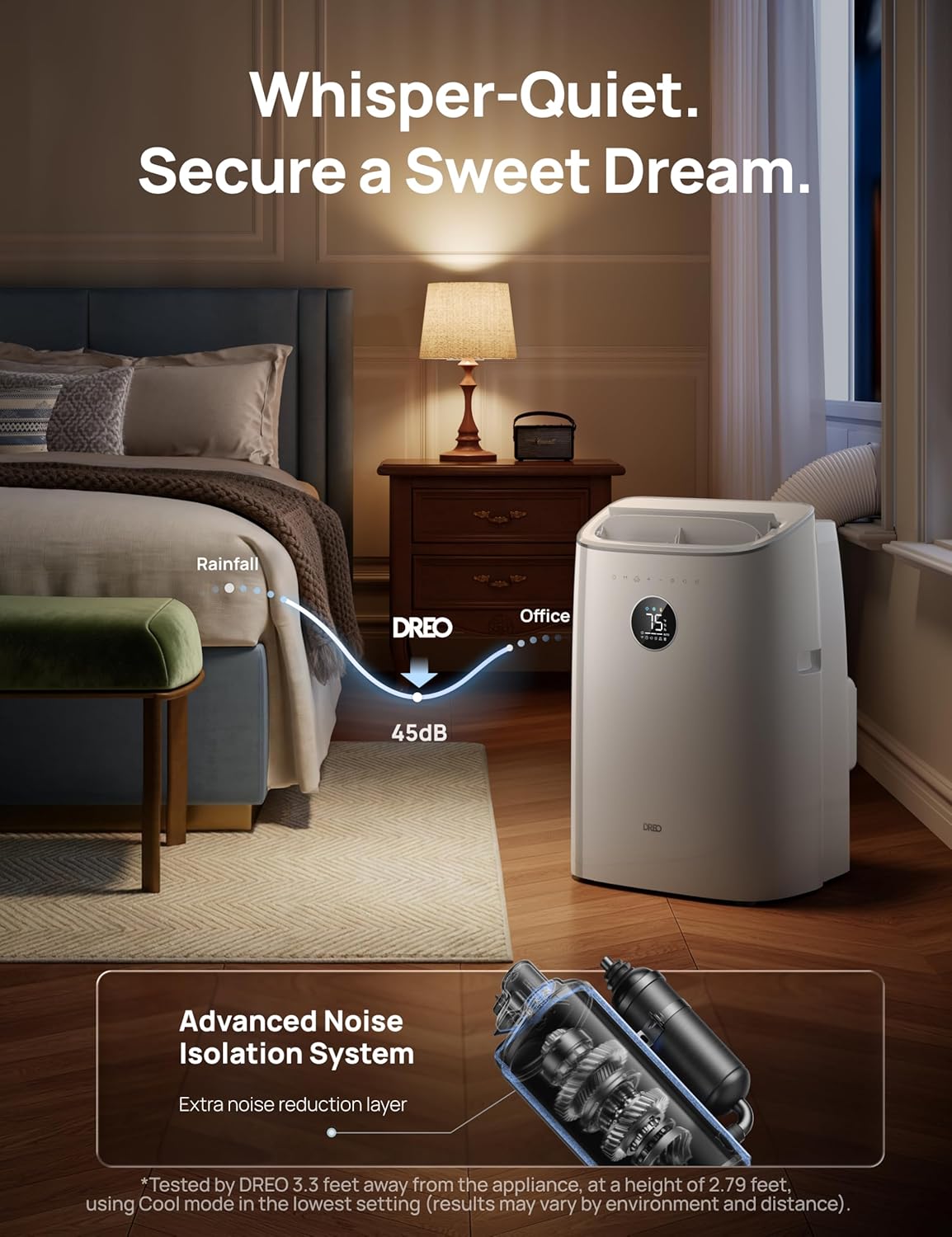 Dreo Portable Air Conditioners, AC Unit for Bedroom with Drainage-free Cooling, 46dB Quiet, APP/Voice/Remote, 24h Timer with Fan & Dehumidifier, Smart Air Conditioner for Room Indoors