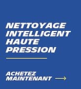 Le texte se lit comme suit : « NETTOYAGE INTELLIGENT HAUTE PRESSION MAINTENANCE ». Fond bleu avec texte blanc et symbole de flèche.