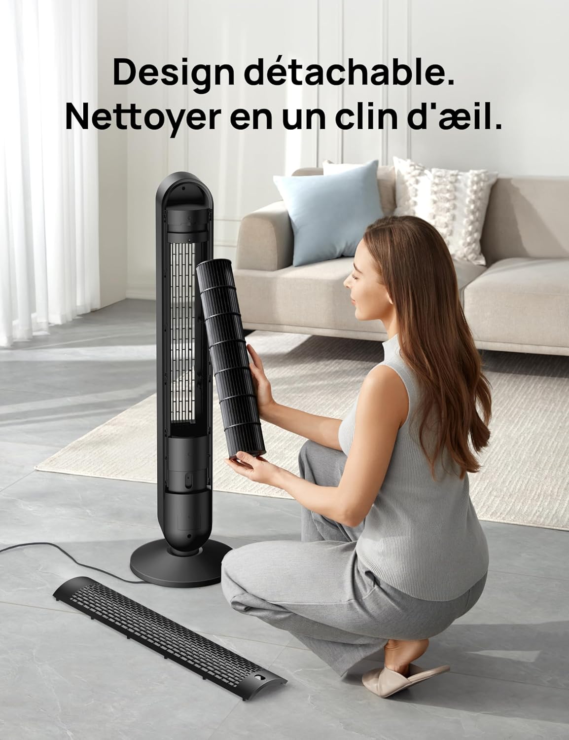 DREO - Ventilateur colonne série 106cm - 9 vitesses, télécommande, oscillation 90°, ultra silencieux