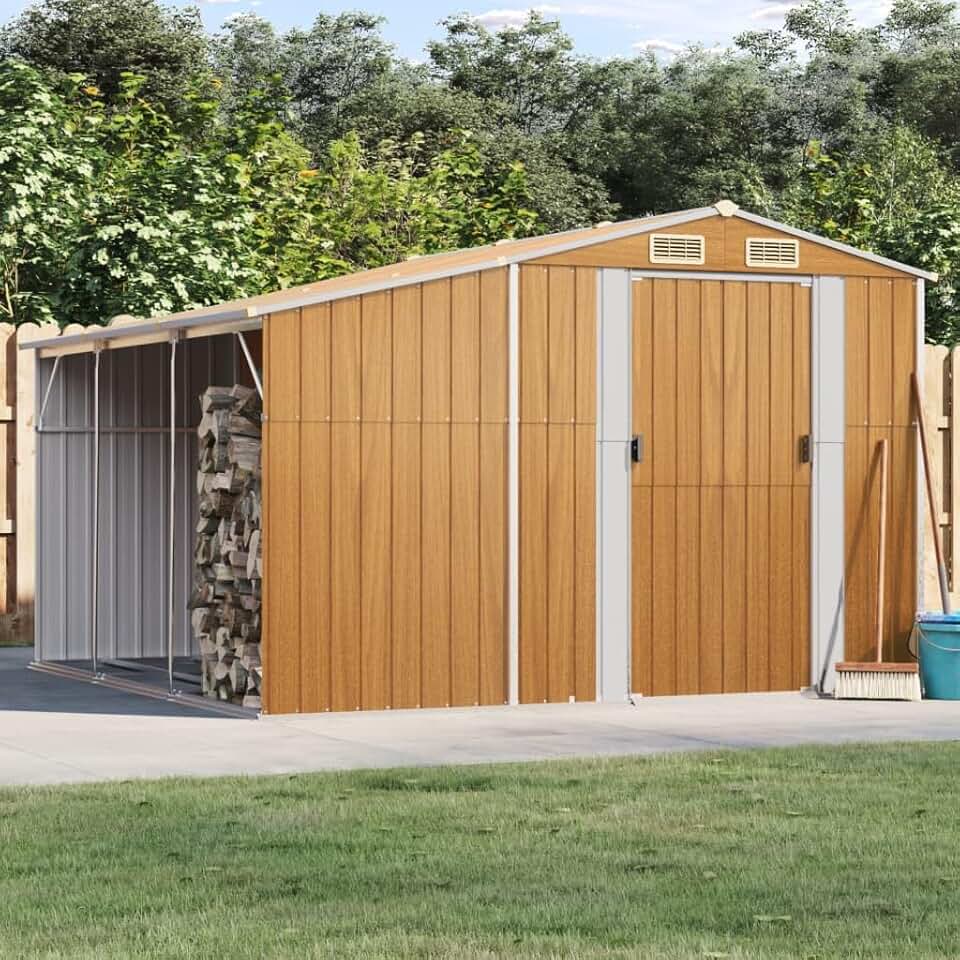 ADWOA - Abri de jardin - 277x279x179 cm - acier galvanisé, marron clair