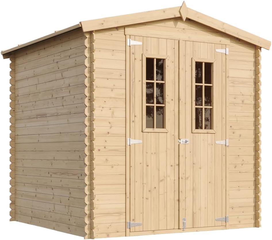 Abri de Jardin en Bois - Stockage extérieur I216xL206xH218 cm/ 3.53 m2 Petit abri à Outils, Local à vélos - Toit imperméable, fenêtres TIMBELA M343C