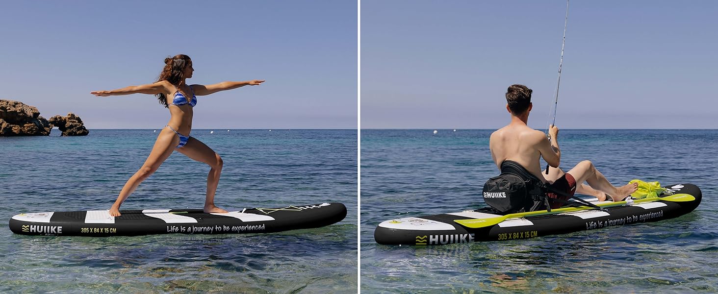 un homme debout sur une planche de surf dans l'eau