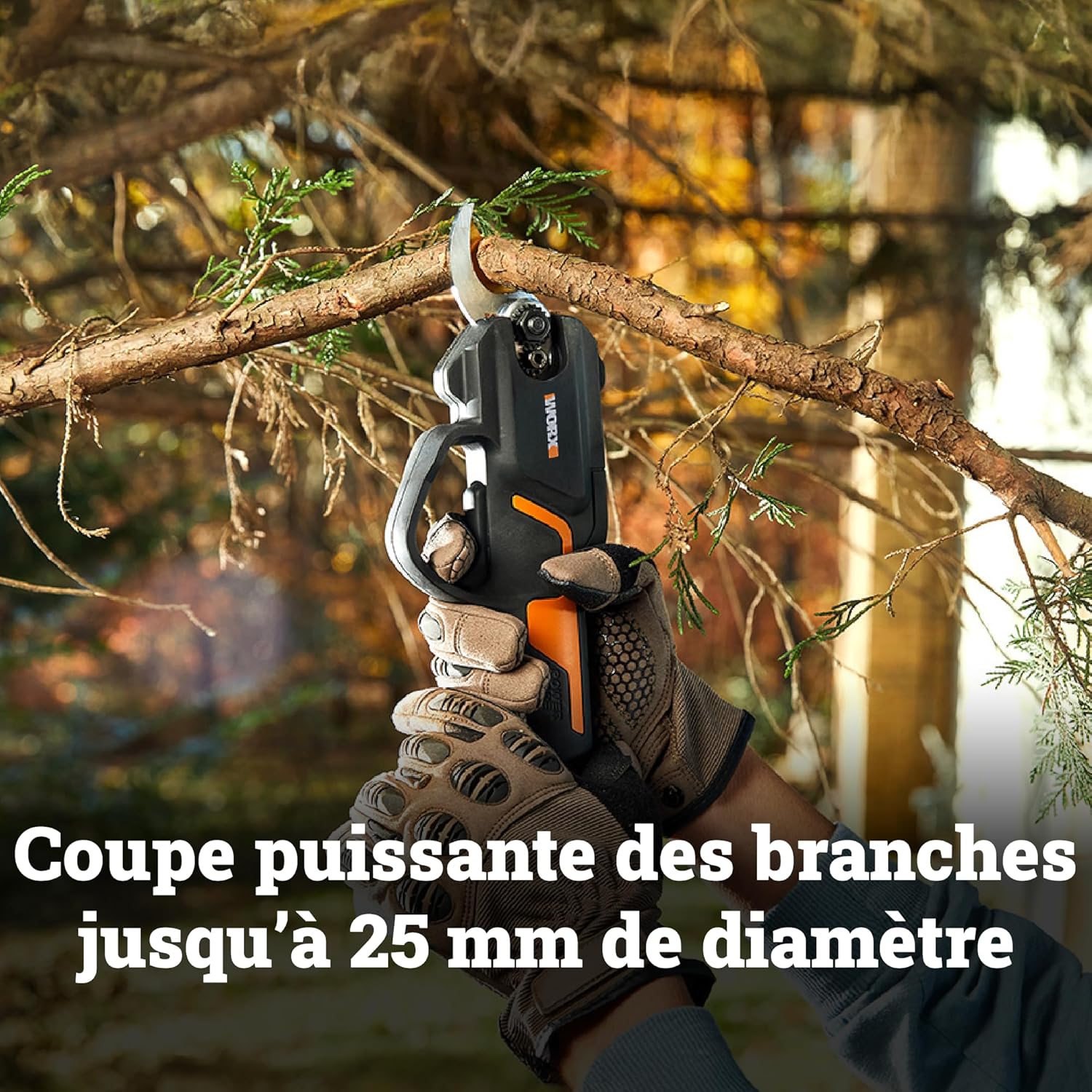 WORX - Sécateur sans fil 20V, coupe 25mm, Brushless, compact WG330E