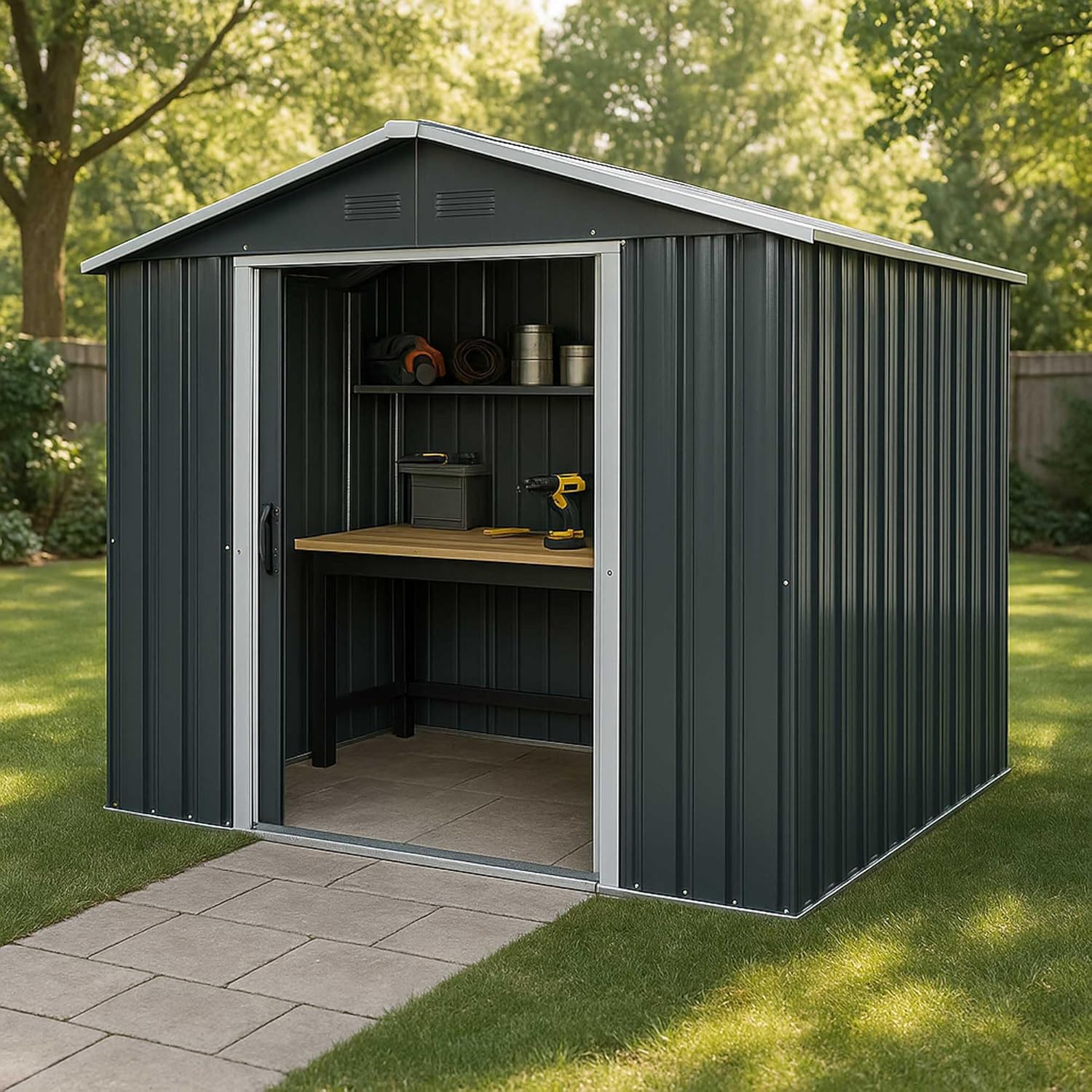 WERKA PRO Abri Jardin métal 10,4m2 3,24 x 3,22 x h2,05m