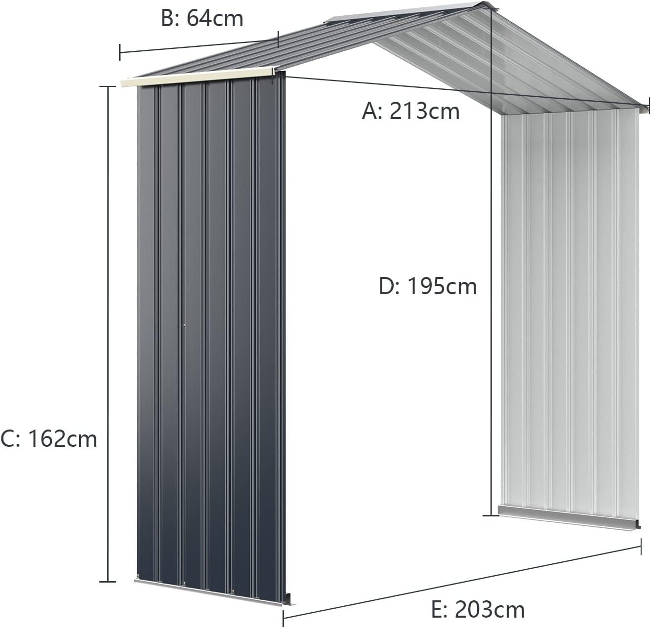 COSTWAY Abri de Jardin en Métal + 1 Kit d'Extension, avec 2 Portes Coulissantes Verrouillables, 4 Trous d’Aération, Toit Penché, Gris pour Vélo, Poubelle (213,5 x 191 x 194,5cm)