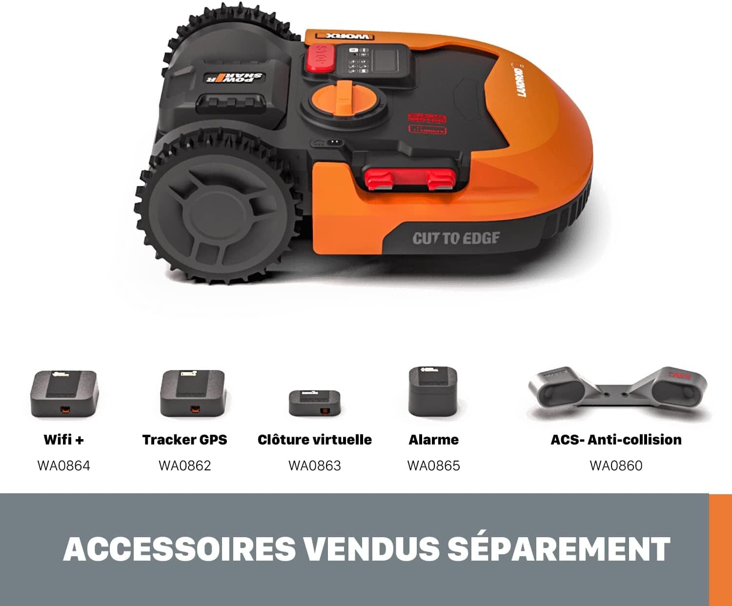 WORX - Landroid série - 2000 m² - robot tondeuse connecté pente 35% coupe bordure WR155E