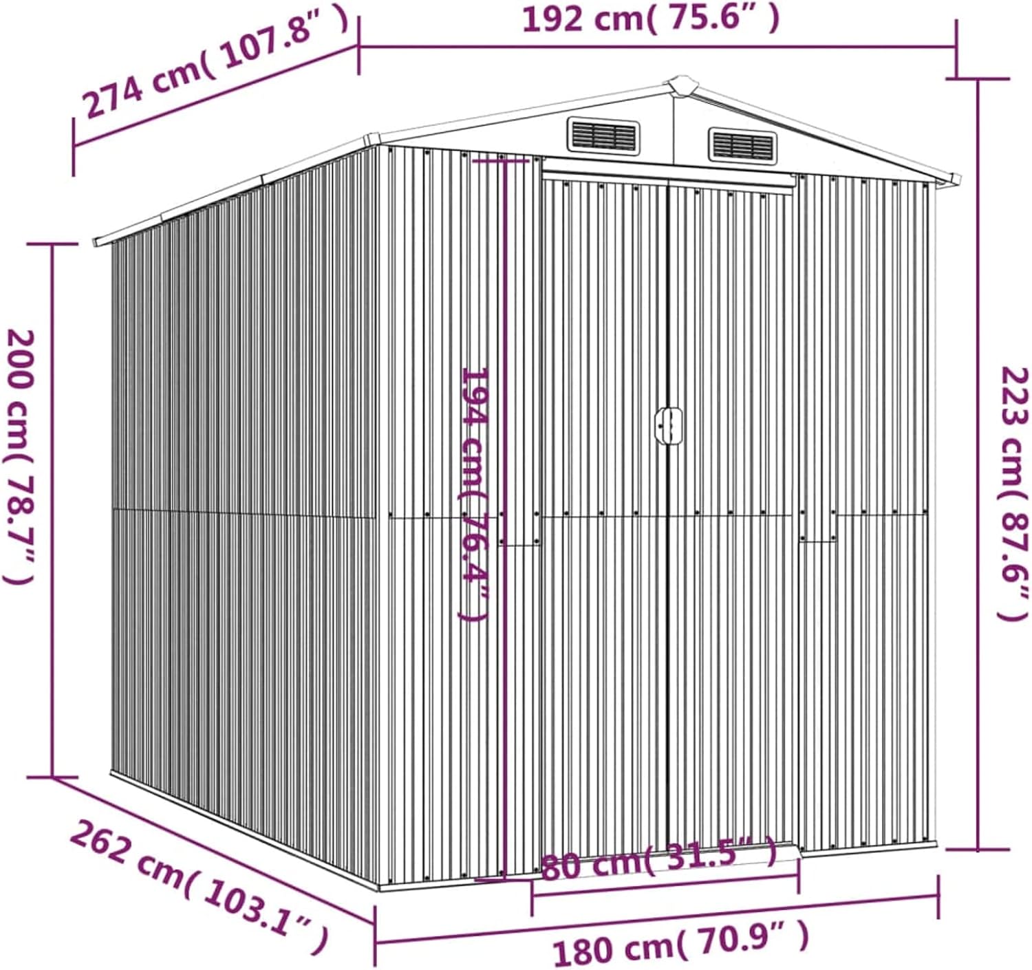 ZEYUAN Abri de Jardin Vert 192x274x223 cm Acier galvanisé,Abris de Jardin,Abri de Stockage pour Jardin,Abri d'outils de Jardin,Abris de Jardin,Abri de Stockage pour Jardin,Abri d'outils de Jardin